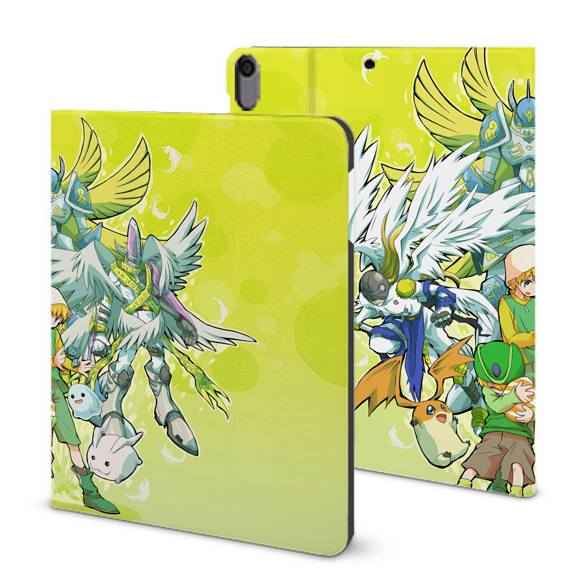 （画像用） Digimon デジタルモンスター/デジモン IPad ケース ブック型 PUレザー TPU 耐衝撃 軽量 薄型 ペン収納なし 全面保護 IPad 各モデル対応